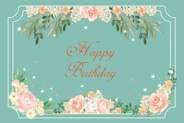 Floral Blue Happy Birthday Party Backdrop Photography Background