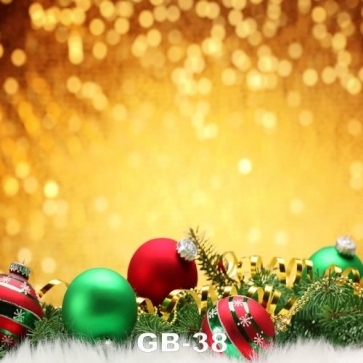 Christmas Balls Gold Background Vinyl Photo Studio Backdrops