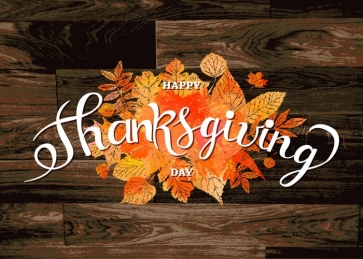 Autumn Leaves Wood Board Background Happly Thanksgiving Backdrop