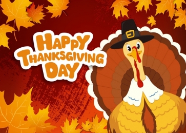 Happly Thanksgiving Backdrop Turkey Autumn Leaves Background