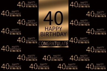 Gold And Black Congratulate Happy 40th Birthday Party Backdrop Photography Background