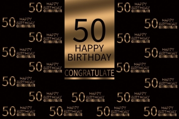 Gold And Black Happy 50th Birthday Party Congratulate Backdrop Photography Background
