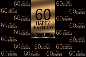Gold And Black Party Photography Background Happy 60th Birthday  Congratulate Backdrop