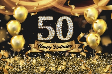 Gold Balloon Diamond Happy 50th Party Birthday Photography Background