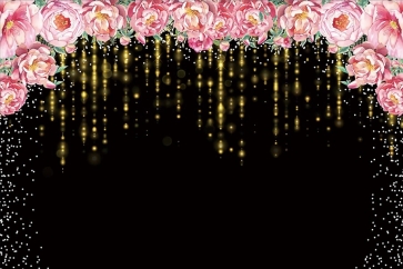 Gold Tassel Sparkle Birthday Mother's Day Party Floral  Backdrop Photography Background