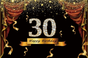 Gold Tassel Sparkle Happy 30th Birthday Party Backdrop Photography Background
