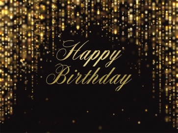 Golden Glitter And Black Happy Birthday Backdrop Party Photography Background