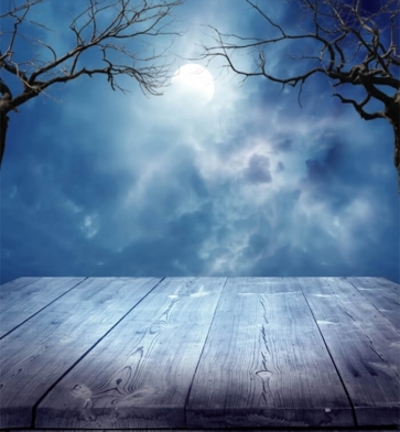 Wood Floor Tree Vine Halloween Moon Backdrop Photography Background