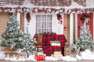 Snow Covered Christmas Tree Christmas Backdrops For Stage
