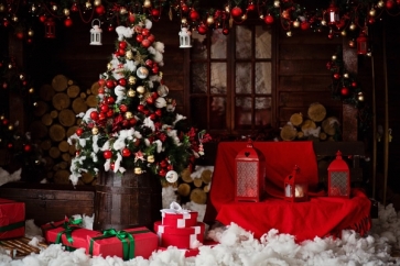 Wood Window Wall Gift Box Christmas Tree Christmas Background