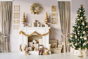 Curtain Fireplace Christmas Tree Background Christmas Backdrops