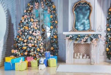 Colorful Christmas Tree Background Children's Christmas Backdrops