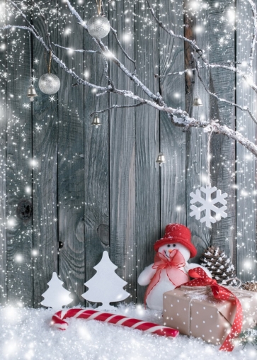Snowflakes Wood Board Small Snowman Children Baby Christmas Photography Backdrops