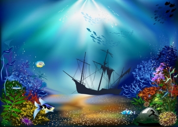 Pirate Ship Under The Sea Mermaid Backdrop Children Party Underwater Background Decoration Prop