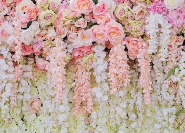 Various Colours Of Roses And Rattan Flower Wall Valentines Backdrop