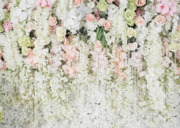Vinyl 3D White Flower Photography Background Baby Shower Floral Backdrop Decoration Prop