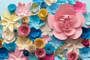 Pink Blue Yellow Paper Flower Wall Backdrop For Birthday Party Wedding DIY