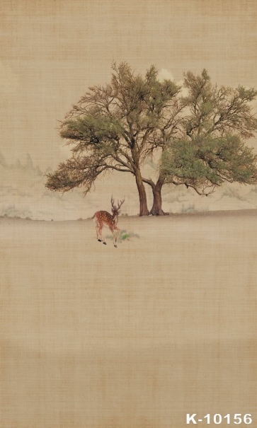 Big Trees Deer Scenic Background Vinyl Photography Backdrops