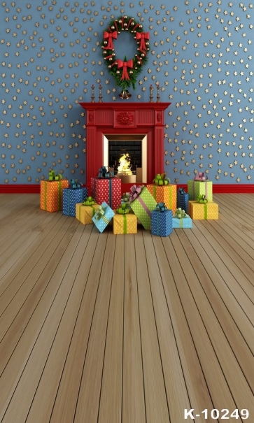 Christmas Wreath Fireplace Stars Background Wall Christmas Backdrop