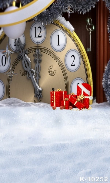 Inside The Snow Large Clock Red Gift Box Snow Christmas Backdrops For Stage