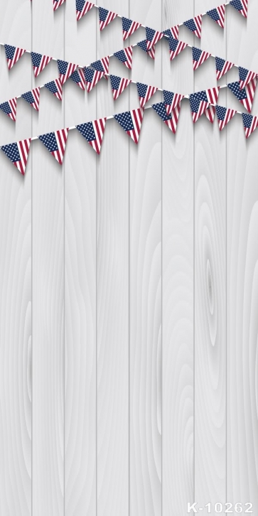 US Small Flags Wooden Floor Combination Vinyl Party Backdrop