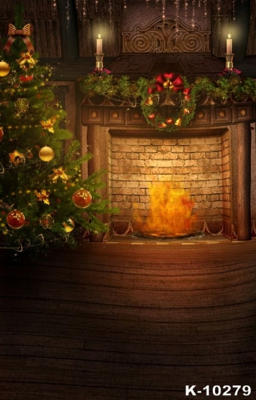  Wooden Floor Fireplace Christmas Tree Christmas Photo Background