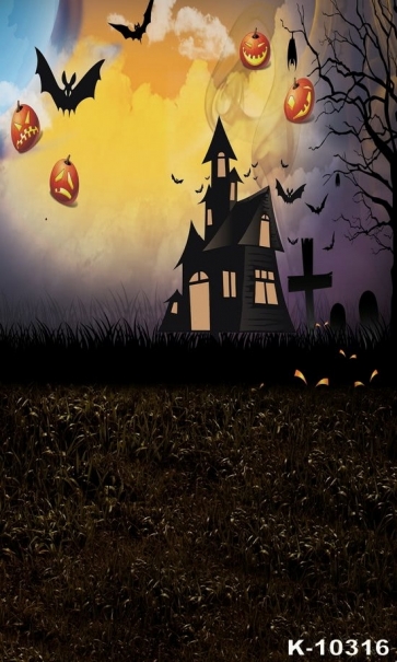 Pumpkin Theme Dark Cemetery Halloween Backdrops Studio Booth Photography Background