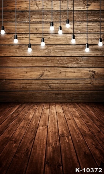 Light Bulb Wooden Wall Floor Combination Vinyl Stage Backdrop