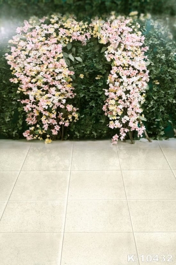 Green Leaves Pink Flowers Ceramic Tiles Wedding Professional Photography Backdrops