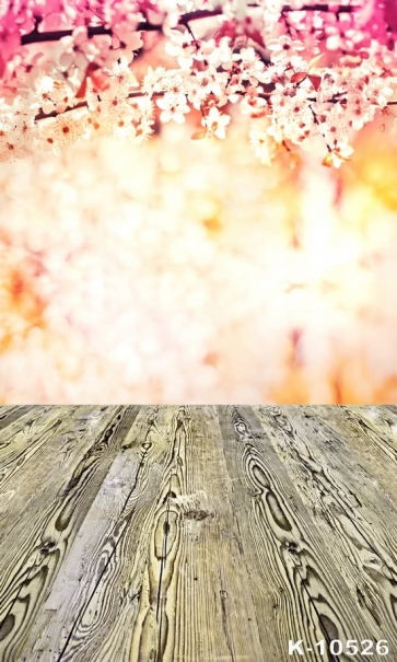 Scenic Flower Wall Background Wooden Floor Vinyl Portable Backdrop