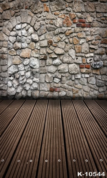 Custom Wooden Floor Vintage Stone Wall Backdrops