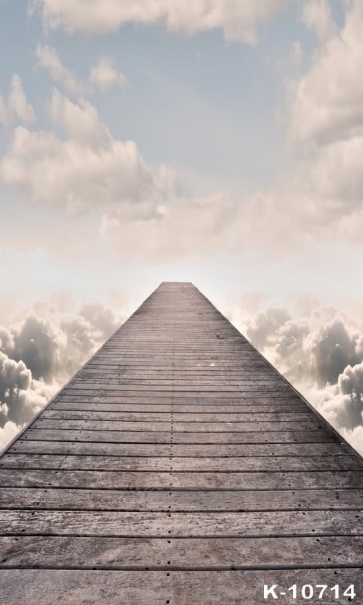 Wood Floor Board Road to Clouds Scenic Photo Studio Backdrops