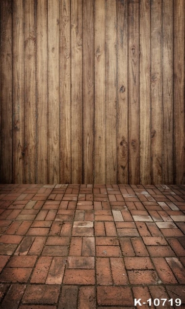 Wooden Wall And Bricks Floor Combination Vinyl Stage Personalized Backdrops