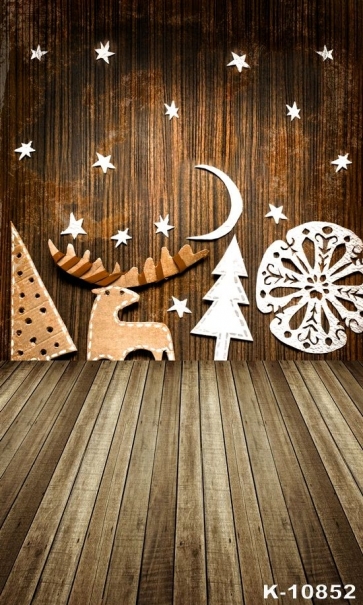 Indoor Wood Floor Christmas Decoration Wall Vinyl Photography Backdrops