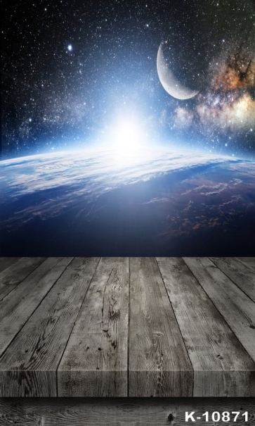 Outer Space Wood Floor Studio Photo Backdrops for Pictures