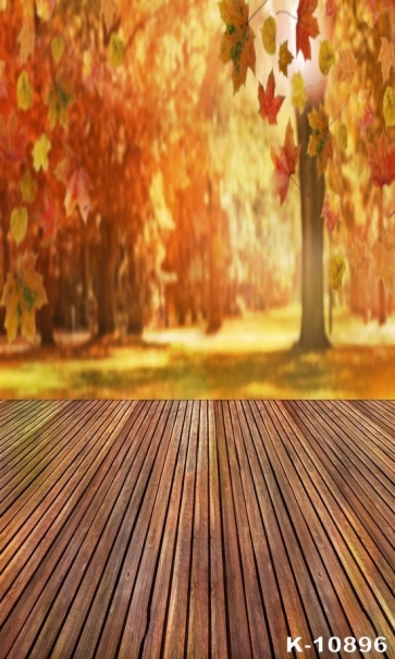 Autumn Fall Yellow Forest Scenic Wood Floor Photo Prop Background