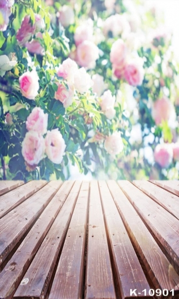 Pink Roses Flowers Wood Floor Photography Background Props