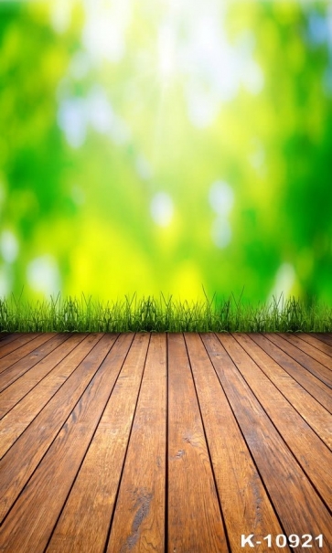 Spring Green Grass Wood Floor Fuzzy Good Backdrops for Photography