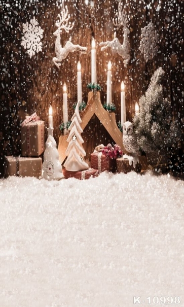 White Snowflake Candles David's Deer Christmas Gifts Backdrops for Photography