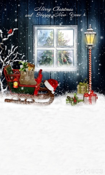 Christmas Sled Gifts Window Vinyl Photography Backdrops