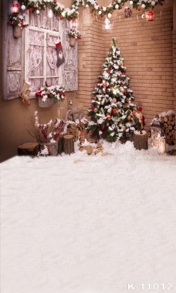 Outdoor Christmas Deco Christmas Tree Vinyl Photography Backdrops