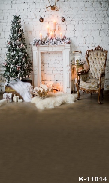 Interior Decoration Christmas Tree Candles Rustic Christmas Backdrop
