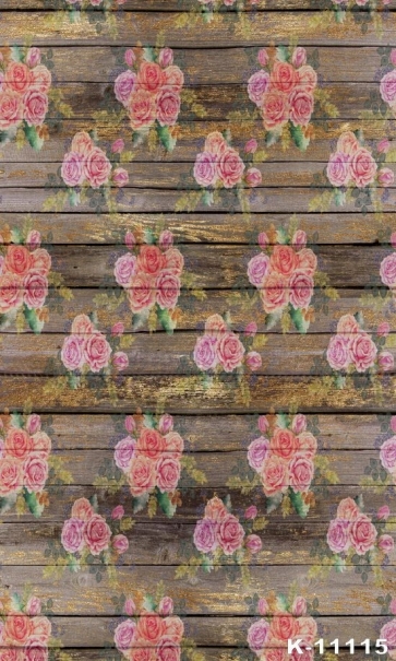 Wooden Board Printing Flower Background Vinyl Portable Photography Backdrops