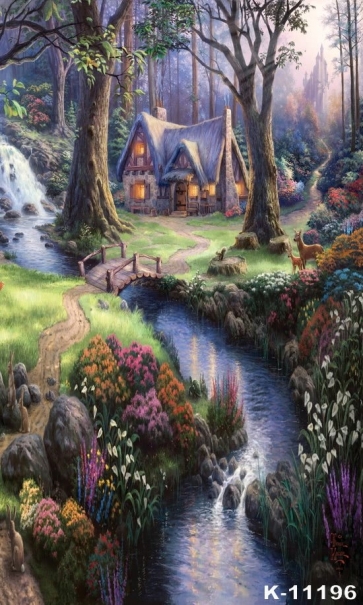 Fairy Tales Hut in Forest Scenic Background Drops for Photography