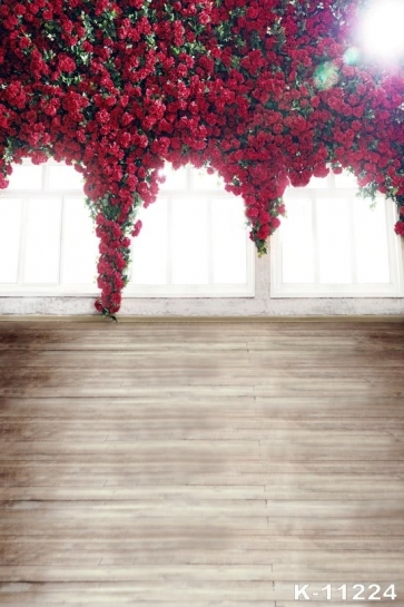Red Roses Flowers on Windows Indoor Wedding Large Photography Backdrops