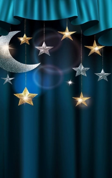 Christmas Gifts Moon Stars Blue Vinyl Photography Backdrops
