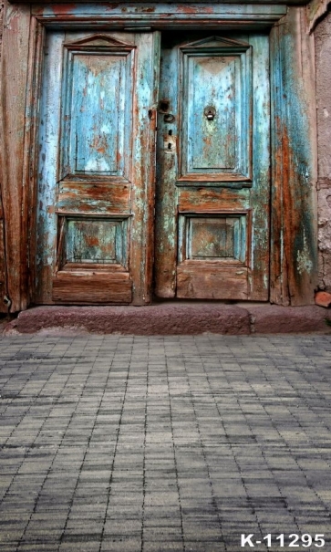 Dilapidated Broken Wooden Door Building Vinyl Photo Backdrops