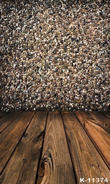 Wooden Floor Cobblestone Wall Backdrops Photoshoot Background
