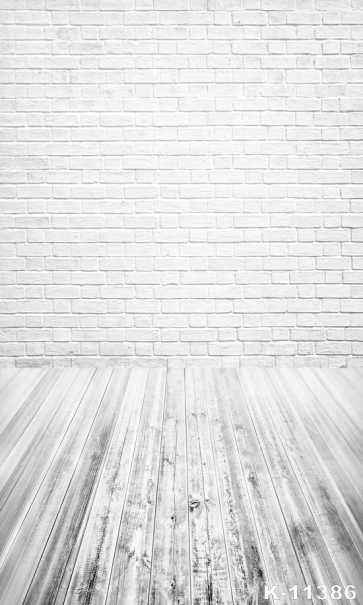 White Bricks Wall Background Wooden Floor Combination Vinyl Studio Backdrops