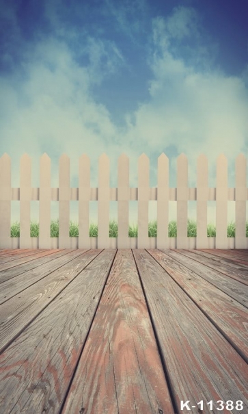 Blue Sky White Clouds Wall Background Vinyl Wood Photography Backdrop